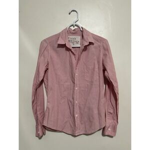 Frank Eileen Barry Button Down Shirt Red White Gingham Cotton‎ Size XS